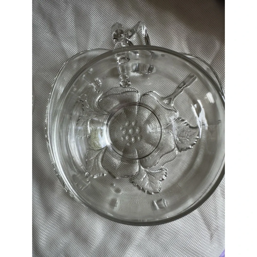 Clear Glass Apple-Shaped Floral Plates and Bowls 5 Piezas Pressed Set
